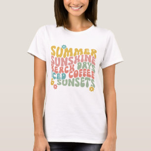 Sommar: Retro Beach Iced Coffee Sunsets T Shirt