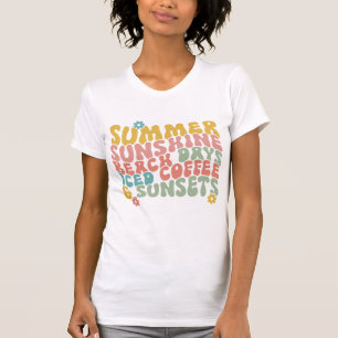 Sommar: Retro Beach Iced Coffee Sunsets T Shirt