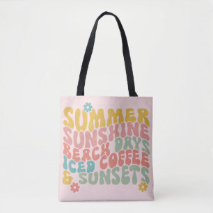 Sommar: Retro Beach Iced Coffee Sunsets Tygkasse