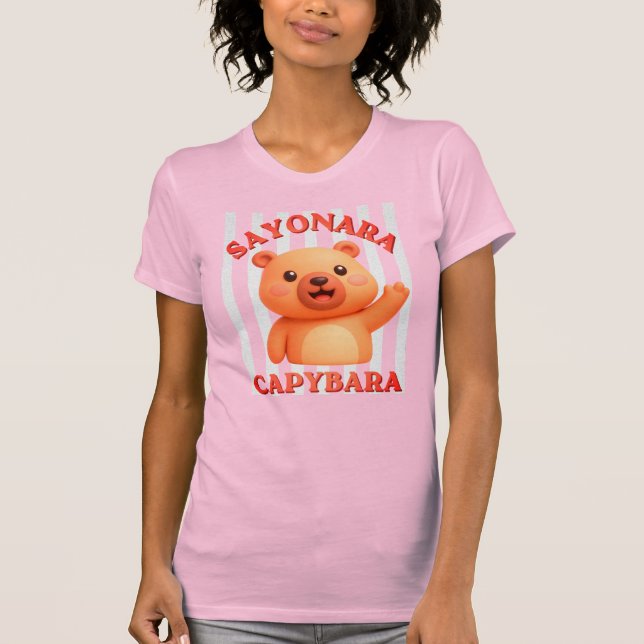 Sommar Retro Ränder SAYONARA CAPYBARA Lärare T Shirt (Framsida)