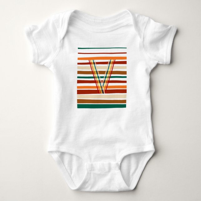 Sommar Retro Randig Kvinnors & Barnkläder  T Shirt (Framsida)