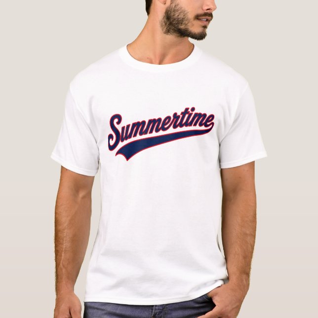 Sommar Retro Skript Americana Design T Shirt (Framsida)