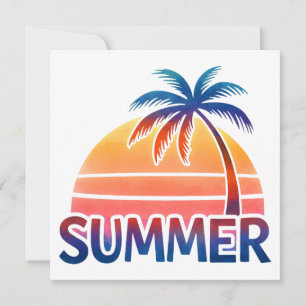 Sommar retro solnedgång palmträd kort