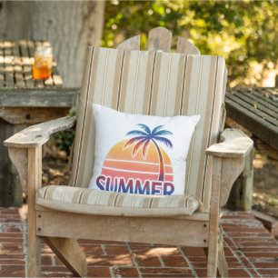 Sommar retro solnedgång palmträd kudde