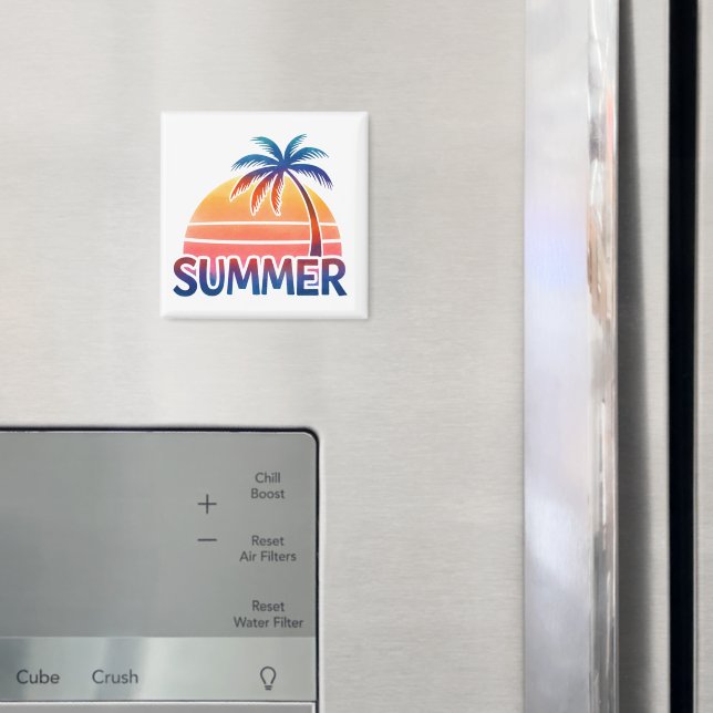 Sommar retro solnedgång palmträd magnet (In Situ (Fridge))