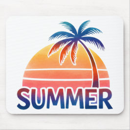 Sommar retro solnedgång palmträd musmatta