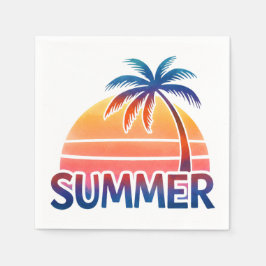 Sommar retro solnedgång palmträd pappersservett