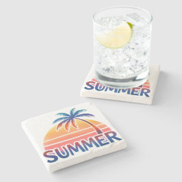 Sommar retro solnedgång palmträd stenunderlägg