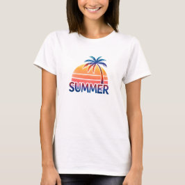 Sommar retro solnedgång palmträd t shirt