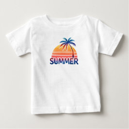 Sommar retro solnedgång palmträd t shirt
