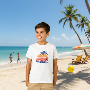 Sommar retro solnedgång palmträd t shirt