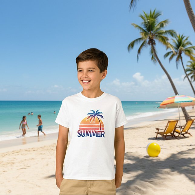 Sommar retro solnedgång palmträd t shirt (Skapare uppladdad)