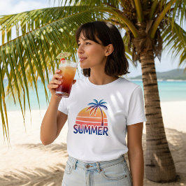 Sommar retro solnedgång palmträd t shirt