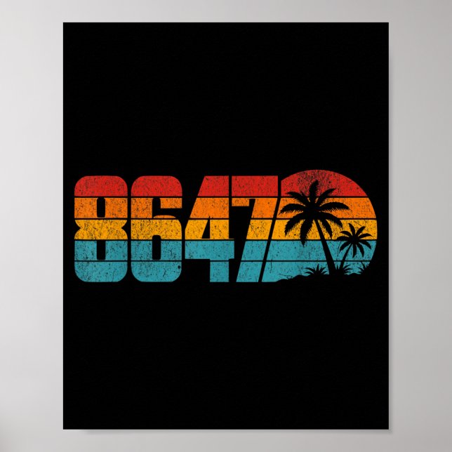 Sommar Retro Solnedgång Vintage es Palmträd Poster (Framsidan)