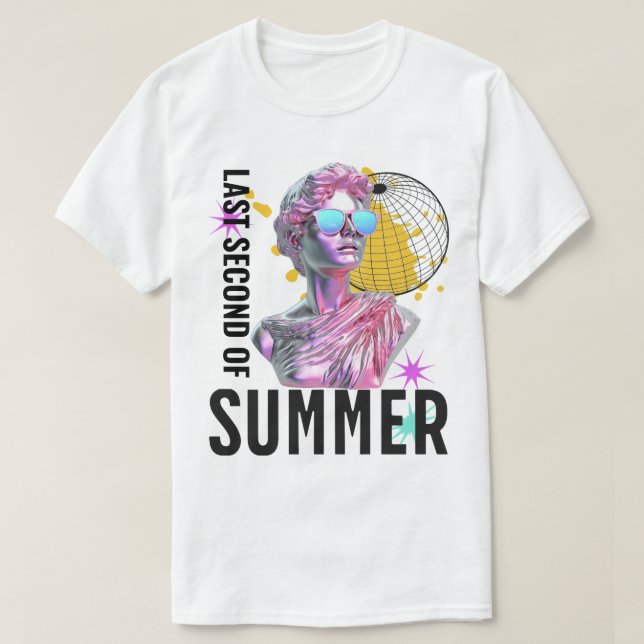 Sommar Retro Vaporwave-statue, sista sekunden T Shirt (Design framsida)