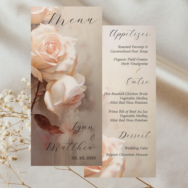 Sommar Ro Elegant bröllop mottagning Meny (Soft Summer Roses, Elegant Wedding Reception Menu)