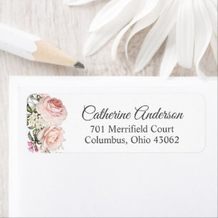 Sommar Ro Garden Feminine Blommigt Returadress Etikett