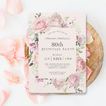 Sommar Ro Garden Rosa Blommigt 80:e Födelsedagsfes Inbjudningar<br><div class="desc">Fira 80-årsdagen i underbar stil med detta oemotståndliga rosa ros och blandade trädgårdar blommar blommigt födelsedagsfest inbjudan i pastellernas rosa. Feminin rosa ros, blandade blommor och grönt omger texten i en elegant blommigt ram. Hela texten kan vara personlig för party, inklusive hedersgästen. Inbjudan kan beställas som tryckt inbjudan eller som...</div>
