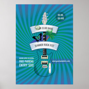 Sommar Rock Festival lägg till logotyp inbjudan Poster