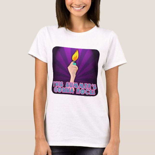 Sommar Rock musik Lighter Slogan Design T-shirt (Framsida)