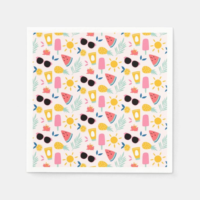 Sommar Roligt Bassäng Party Pappersservett (Framsidan)