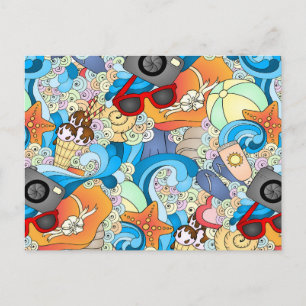 Sommar Roligt Mönster Vykort