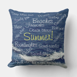 Sommar-Roligt Ord Beach Vågar Reversible Kudde