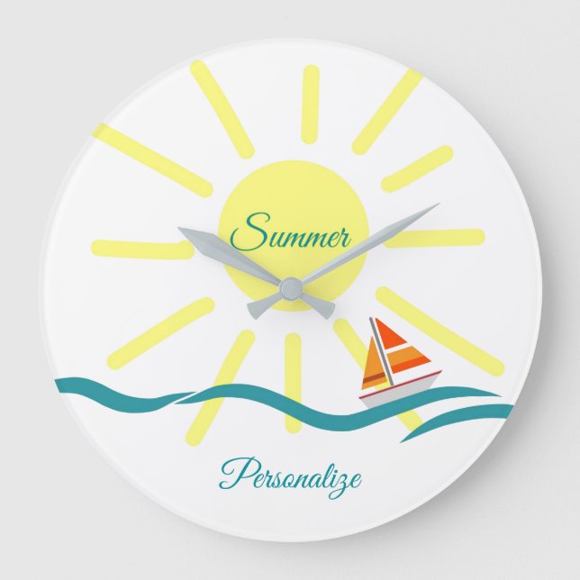 Sommar-Roligten Sunshine Sailing Personalize Stor Klocka (Framsida)