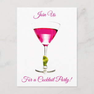 Sommar Rosa Cocktail Party-inbjudan Inbjudan Vykort