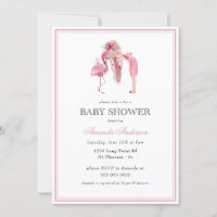 Sommar Rosa Flamingo Modern Girl Baby Shower