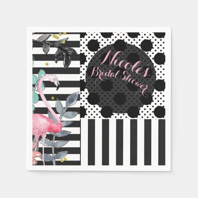 Sommar Rosa Flamingo Prickig Rolig Funky Fest Pappersservett (Framsidan)