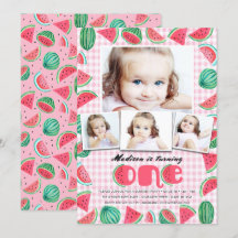 Sommar Rosa & Grön Första Födelsedag Vattenmelon