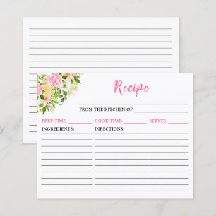 Sommar Rosa Gul Blommig Receptkort