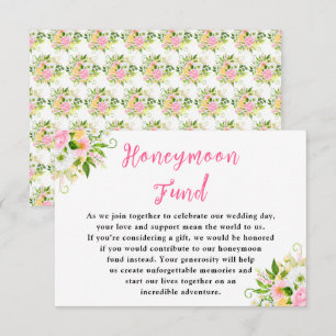 Sommar Rosa Gult Blommigt Bröllop Honeymoon Fond Tilläggskort