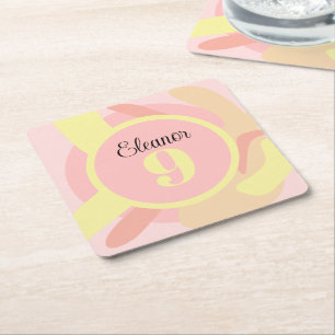 Sommar Rosa Gult Cream Modern Personlig Underlägg Papper Kvadrat