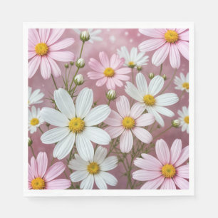 Sommar Rosa och vita Daisy Pappersservett