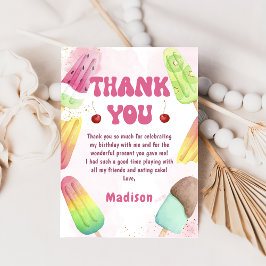 Sommar Rosa Popsicle Girl Birthday - tackkort Tack Kort