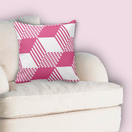 Sommar Rosa & White Rand Diamond Checker Kudde