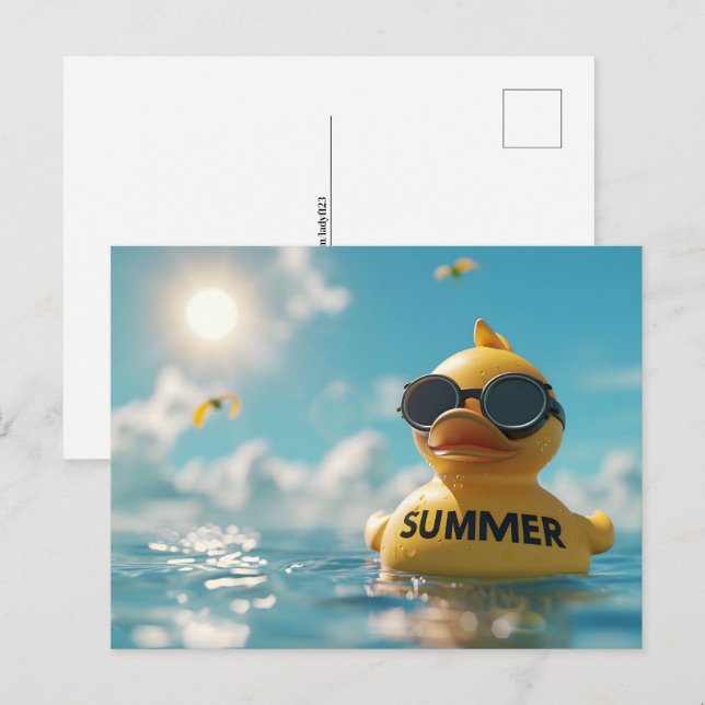 Sommar, Rubber anka, Postcross Vykort (Fram/baksida)