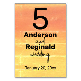 Sommar Rustic Avslappnad Gult Peach Bröllop Bordsnummer