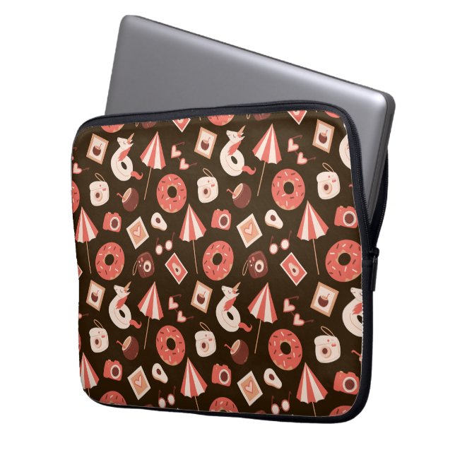 Sommar Saker Chocolate Brown Background Laptop Fodral (Framsidan Vänster)