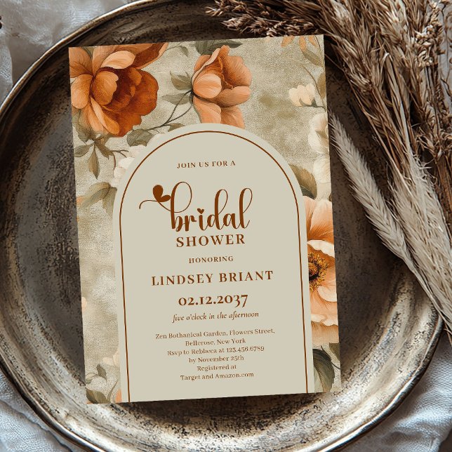 Sommar Salvia Terrakotta Bröllopsdusch Inbjudan (Summer Sage Terracotta Bridal Shower Invitation)