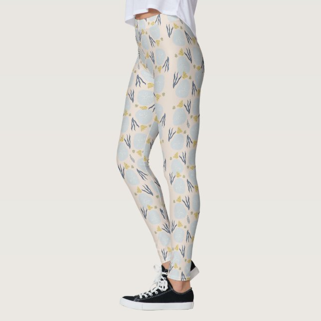 Sommar Sanddollar Botanisk Strand Mönster Legging (Vänster)