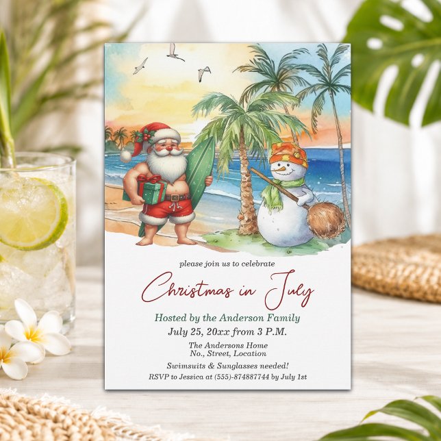 Sommar-Santa & Snömannen Jul i juli  Inbjudningar (Skapare uppladdad)