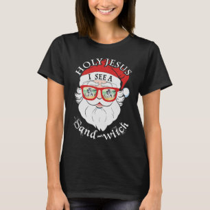 Sommar Santa Sunglass Witch Heliga Jesus ser en Sa T Shirt