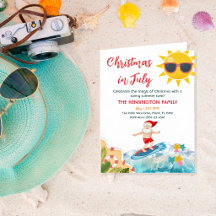 Sommar-Santa Tropisk Strand Jul i Juli