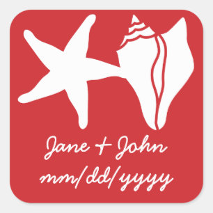 Sommar Seashells i Cherry Sticker Fyrkantigt Klistermärke
