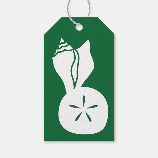 Sommar Seashells i Grönt Gift Märkre Presentetikett (Framsidan)