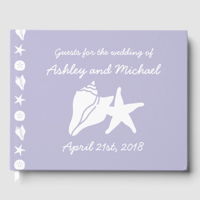 Sommar Seashells i Lavender Guest Bok (Framsida)