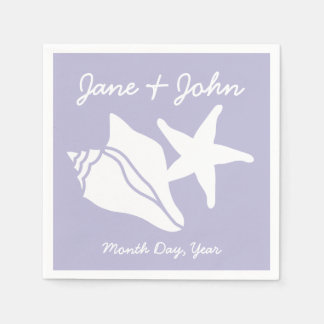 Sommar Seashells i Lavender Napkins Pappersservett